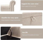 Furniliving 55” End of Bed Bench, Bedroom Bench with Button-Tufted, Large Upholstered Storage Ottoman Entryway Bench with Storage Shoe Cabinet Bench, for Bedroom, Linen, Camel