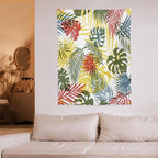 ICMOLYYENLO Boho Green Leaves Tapestry, Mid Century Abstract Tropical Palm Leaves Modern Minimalist Geometric Wall Hanging, Neutral Home Decor Art for Living Room Bedroom Dorm 60x80 Inch