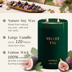 Goodpick Velvet Fig Scented Candle, Soy Wax 22oz 120H Long Burning, Juicy Fig & Creamy Hazelnut, Home Aromatherapy Candles