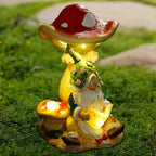 Upgraded Size Solar Garden Outdoor Statues Gnome Reading Under Mushroom with 5 LED Solar Figurine for Lawn,Patio,Balcony,Yard Decor Unique Housewarming Gift for Grandfather, Father,Grandma,Wen