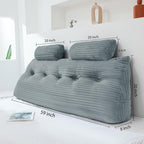 Headboard Wedge Pillow with 2 Pack Neck Roll Pillow Large Headboard Pillow Soft and Supportive with Removable Cover (Light Grey, Queen:59x8x20 Inches)