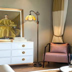 Tiffany Floor Lamp with Angle Adjustable Stained Glass Lampshade Rustic Style Gooseneck Reading Floor Light Tiffany Style Standing Corner Light 63 inches for Home Living Room Bedroom