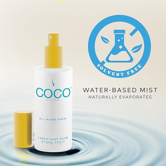 COCO by Stone 5oz All-in-One Spray (Stone Fruit) Shake & Spray Formula for Fabric, Pillows, Interiors, Clothing, Home Fragrance Accessories, Room Perfume, Room Deodorizer, Vegan & Cruelty-Free