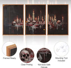Aurlan Gothic Bloody Skull and Candles Framed Wall Art(16"x24"), 3PCS Horror Dark Academia Halloween Skeleton Canvas Artwork, Modern Goth Spooky Creepy Ghost Decor for Home Office Bedroom