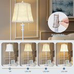 Buffet Lamps Set of 2, 33" Tall Skinny Candle Stick Table Lamps with White Linen Shades, 3-Way Dimmable Bulbs Included, Vintage Nightstand Lamps for Living Room Bedroom Dinning Entryway - Washed Blue