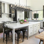Black Kitchen Island Lighting-20-Light Linear Chandelier, Adjustable 67.7'' Modern Farmhouse Rectangle Pendant Light Fixtures, Dining Room, Bedroom