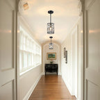 Modern Crystal Pendant Light Fixture 2-Pack Matte Black Finish Hanging Lighting Crystal Chandelier for Living Room, Kitchen