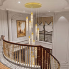 8-Light Led Chandelier, Gold Crystal Modern Led Chandelier for Dining Room, Luxury Enterway Led Dimmable Pendant Lights Fixture with Remote Control Flush Mount