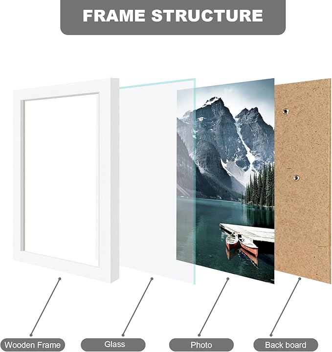 5.5x8.5 diploma Frame - Made of Real Glass and White Wooden Frame, 5.5 by 8.5 Photo for Wall or Tabletop Display, 1 Pack