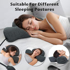 Cervical Neck Pillow Adjustable Memory Foam Pillows with Inflatable Tube, Ergonomic Contour Neck Pillow for Neck Pain Relief,Support Pillow for Side Back Stomach Sleeper