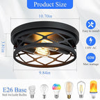 Flush Mount Ceiling Light Fixture for Hallway,2-Light Black Hallway Light Fixtures Ceiling,Light Fixtures Ceiling Mount for Kitchen,Farmhouse,Hall (2 Pack)