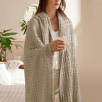PHF 100% Cotton Waffle Weave Throw Blanket, Soft Lightweight Breathable Cozy Summer Throws for Couch Bed Sofa, Luxury Aesthetic Woven Blanket for Home Decor & Office, 50"x60", Simply Taupe