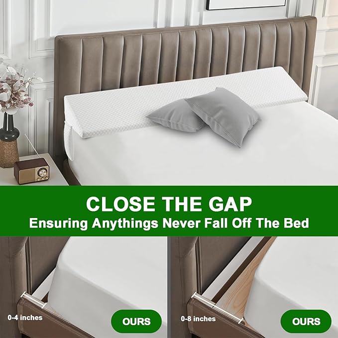 JJDANFILL Twin Size Bed Wedge Pillow Plus for Sleeping, Headboard Pillow/Bed Gap Filler/Mattress Wedge Close The Gap (0-8"), Between Your Headboard and Mattress. (39"*10"*6")