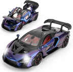 1:24 Scale Car Model Compatible for Collectible McLaren Senna Super Sports Car Toys, Zinc Alloy Pull Back Toy Vehicle with Sound and Light for Adult Boys Girls 3 4 5 6 7 8 (Blue)