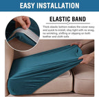 H.VERSAILTEX Velvet Stretch Couch Cushion Cover Plush Cushion Slipcover for Chair Loveseat Sofa Cushion Furniture Protector Seat Cushion Sofa Cover (2 Piece Medium Sofa Cushion Covers, Deep Teal)