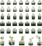 Hewory Small Glass Bud Vases for Centerpieces 40pcs Green Sturdy Cute Flower Vases Bulk, Mini Bottle Vase for Wedding Home Decor Birthday Party Events Mother's Day Bridal Shower Gifts Table Decor