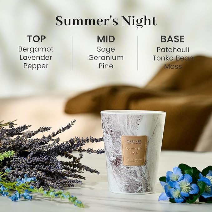 M&SENSE Summer Night Scented Candles for Home, Lead-Free Wick Highly Scented Jar Candles, 14.1 Oz 80 Hours Lasting Burning Candles Gifts for Women, Relaxing Aromatherapy Candle for Stress Relief