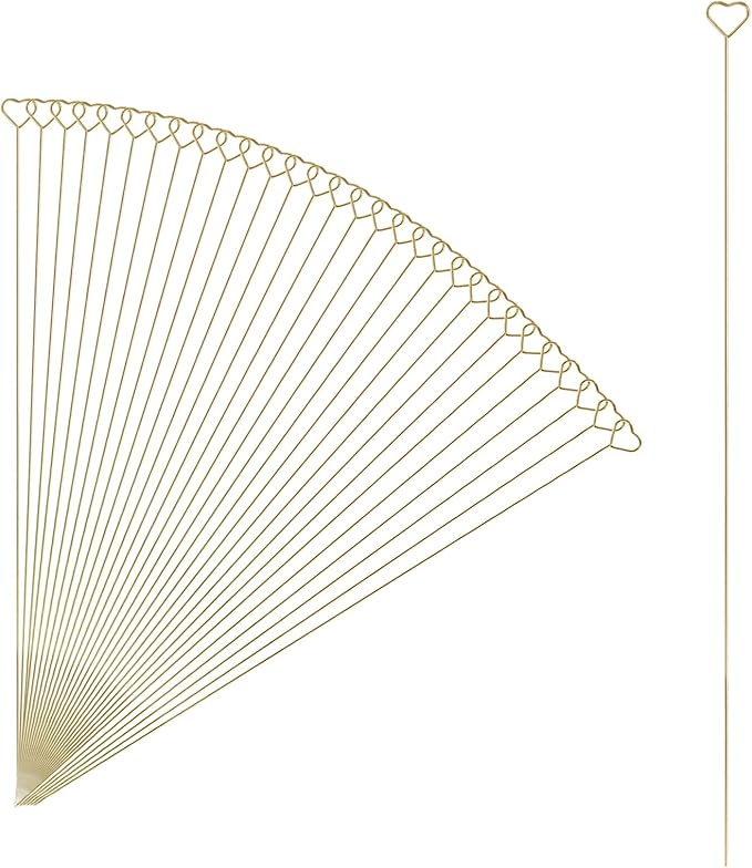 uxcell 30 Pcs Table Card Holders, 11.8 Heart Metal Craft Wire Clips Picture Clip Table Number Holders Picks for Wedding, Photos, Memo, Restaurant, Gold