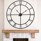 Extra Large 40 Inch Wall Clock for Living Room Decor – Silent Non-Ticking Modern Farmhouse Wall Clock, Oversized Decorative Metal Roman Numeral Clock, Black