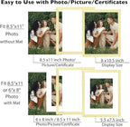 12 Packs 8.5 by 11 Picture Frames, Display 6x8 with Mat or 8.5x11 Without, for Award Certificate Diploma Document, 8.5 x 11 Frames Bulk Set of 12 Photo Frames Set for Wall and Tabletop, Gold