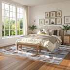 Modern Abstract 8X10 Area Rug for Living Room Bedroom Washable, Non-Slip Rubber Backing Print Faux Wool Thin, Brown Throw Large Carpet for Kids Playroom Dining Room Pet & Child Friendly