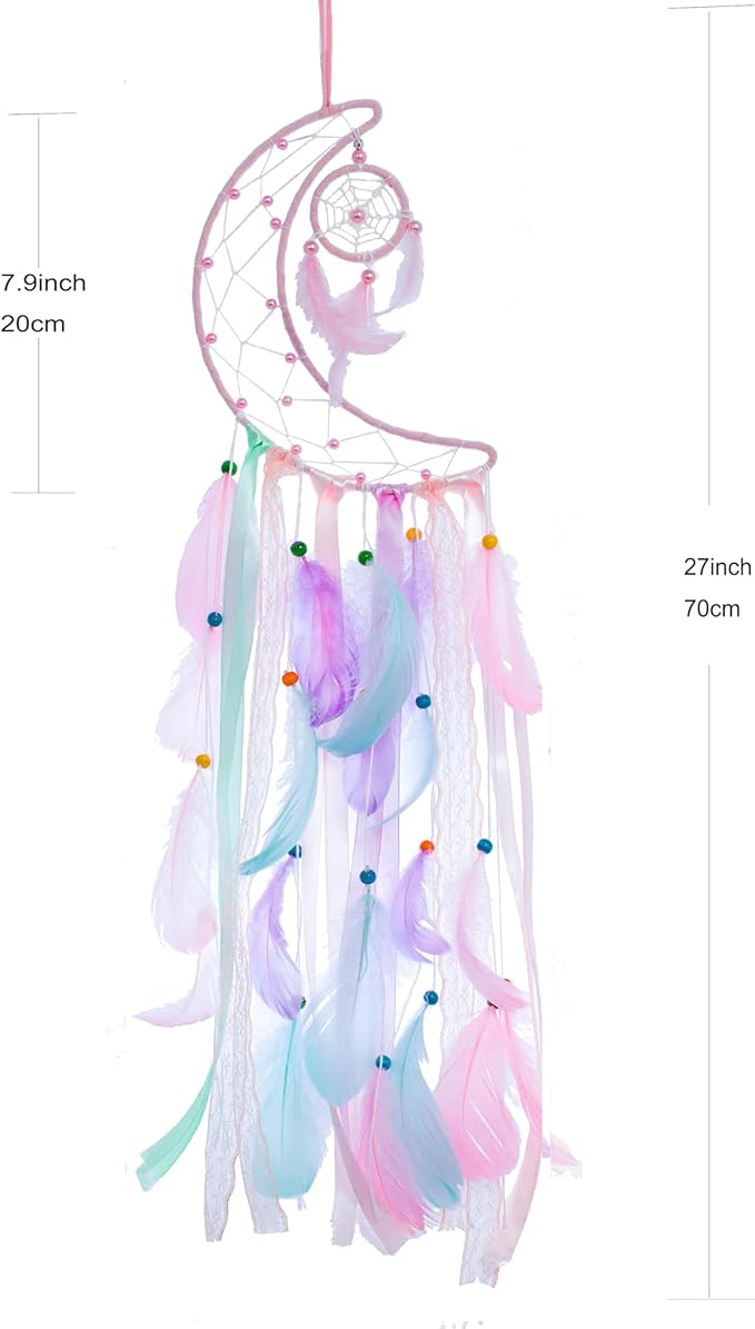 3 Pack Pink Star Moon Sun Dream Catcher - Pink Dream Catchers for Girls Room Decor, Teen Girl Room Decor, Grils Bedroom Decor,Gril Room Decor,Teen Room Decor for Girls