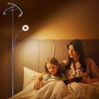 2-in-1 Brown LED Floor Lamp - 69" Dimmable Torchiere Standing Lamp with Remote Touch Control, 29W Bright Modern Floor Reading Lamp Pole Light for Living Room Bedroom Office Corner