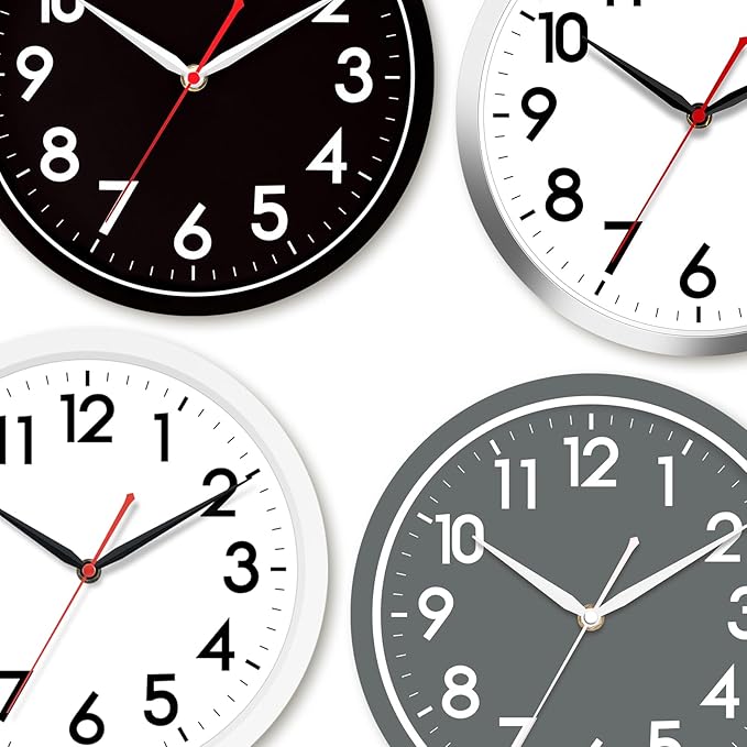 AKCISOT Wall ClockModern Black Silent Non Ticking Wall Clocks Battery Operated 10 Inch,Small Analog Classic Clock Decorative for Bedroom, Kitchen, Home Office, Bathroom, School, Living Room