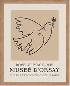 Poster Master Vintage Poster - Retro Minimalist Print - Gift for Artist, Friend - Dove Of Peace, Line Drawing, Sketch, Abstract - Wall Decor for Living Room, Bedroom, 16x20 Beige Framed