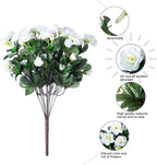 Ivydale Artificial Fake Flowers Plants for Outdoor Outside Fall Decor, Faux Silk White Camellia UV Resistant Realistic for Front Door Porch Patio Balcony Garden Yard Decoration, 3 Large Bundles