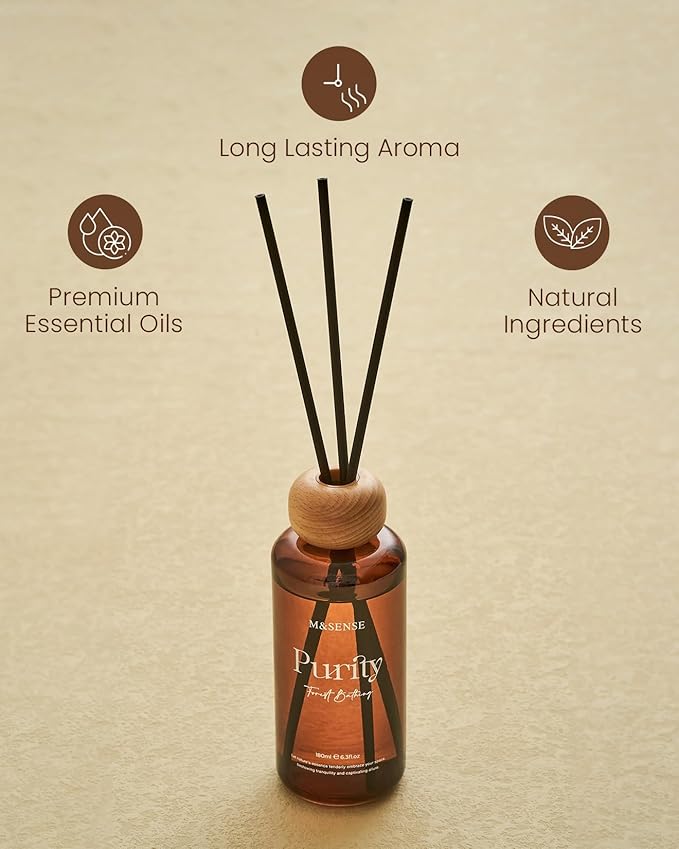 ‌M&SENSE Summer Bathing Reed Diffuser: 6.3 fl oz Fig & Lotus Scented Aroma Set with Light & Subtle Fragrance, Long-Lasting Non-Toxic Natural Essential Oil Diffuser for Office Shelf Decor Small Spaces