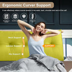 Large Triangular Headboard Pillows Long Backrest Positioning Support Bolster Cushion for Daybed Fluffy Quality Plush Body Wedge Pillow with Removable Cover(Yellow Green-Full-54x8x20in)