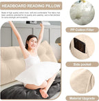 Large Triangular Headboard Pillows Long Backrest Positioning Support Bolster Cushion for Daybed Fluffy Quality Plush Body Wedge Pillow with Removable Cover(Beige-King-76x8x20in)