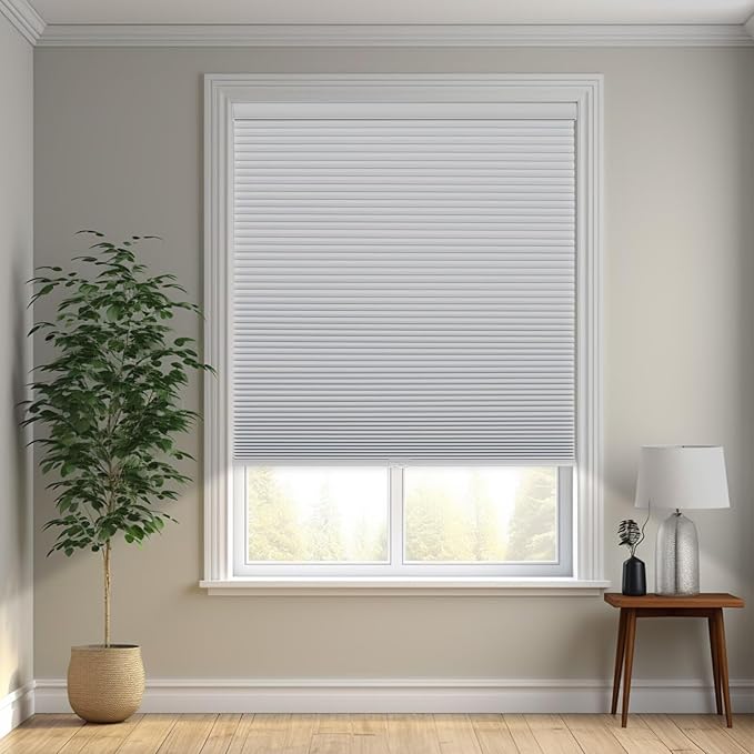Changshade Cordless Cellular Shades, Blackout Honeycomb Shades for Windows, Pull Down Pleated Blinds, Easy to Install for Indoor Windows and French Doors,31" W x 72" H, White