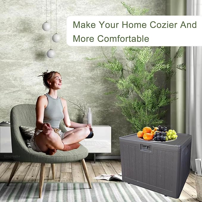 33 Gallon Small Storage Box with Lid,Waterproof Indoor Outdoor Storage Container for Package Delivery,Patio Cushions, Gardening Tools, Pool Accessories, Lockable Resin Deck Box with handle