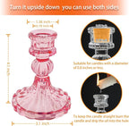 Glass Candlestick Holder,Striped Taper Candle Holders,Set of 6 Candle Stand for Table Centerpieces, Home Decor,Weddings,Festival and Parties (Peach Red Stripe Pattern)