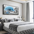 ZUITINGHUA Black Framed Canvas Wall Art For Living Room Wall Decor For Bedroom Office Wall Decoration Blue Tree Landscape Painting Black And White Picture Artwork Room Aesthetic Home Decor 20x40 In