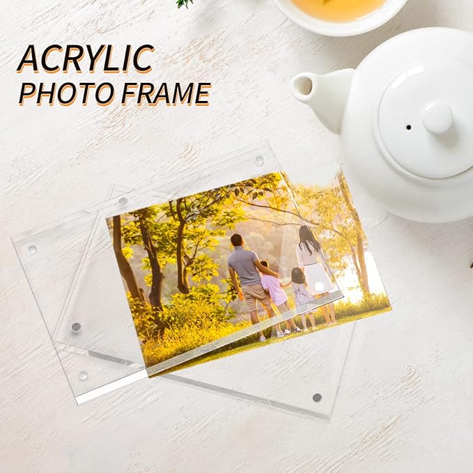Acrylic Photo Frames 3.5x5 Double Side Magnets Picture Frame, Magnetic Picture Frames for 3x4, 3x5, 3.5x4.5 photo, 10 + 10MM Thickness 1Pack