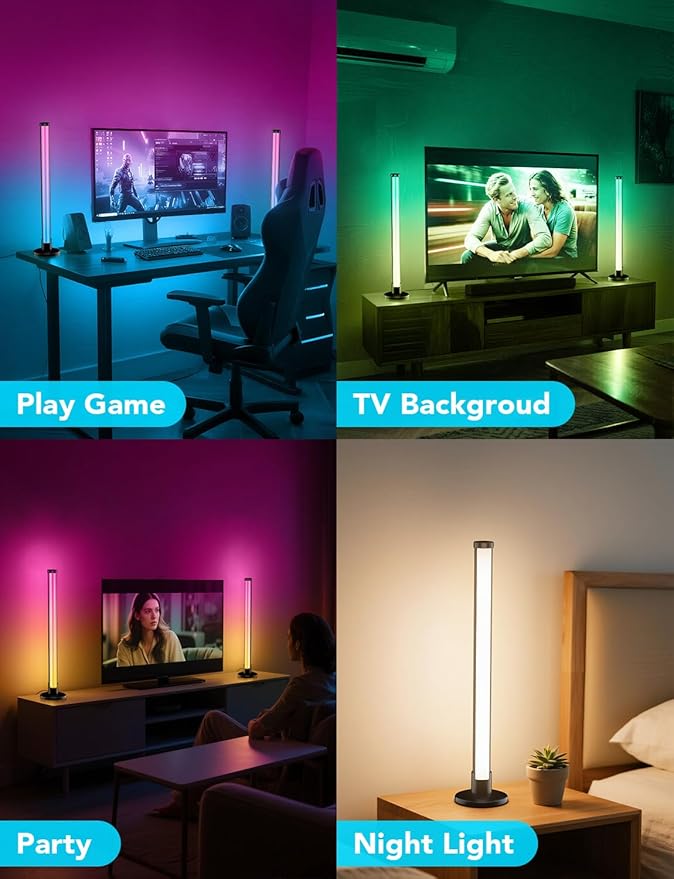 Smart LED Light Bars, RGB+IC Light Bar for Room, 16 Million Colors & 213 Preset Modes, Music Sync Gaming Lights, App Control & Remote Control Ambient Lighting for TV Backlight, Game Room Lights Decor