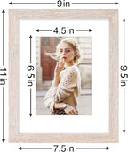 Vittanly 8x10 Picture Frames Set of 9, Shatter Resistant Plexiglass, Display 5x7 Pictures with Mat or 8x10 without Mat, Photo Frames for Wall or Tabletop, Engineered Wood, Rustic Pink