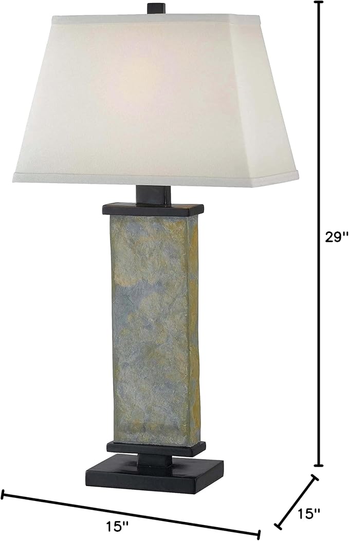 Kenroy Home 21037SL Hanover Table Lamp with Natural Slate Finish, Rustic Style, 29" Height, 15" Width, 9.5" Depth