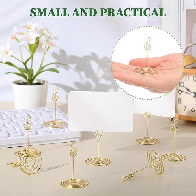 24 Pcs Gold Musical Note Photo Holders Table Number Photo Clips Holder Music Note Decoration Name Place Card Stand for Centerpieces Wedding Reception, Party, Birthday