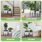 Planter with Stand Set of 2, Mid Century Plant Pots with Metal Legs Indoor, Modern Flower Pots with Drainage Holes, Decorative Garden Pot for Living Room, Office, Garden, or Balcony 10 & 12 inches