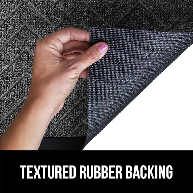 GORILLA GRIP 100% Waterproof All-Season WeatherMax Doormat, 60x24, US Designed Natural Rubber, Stain and Fade Resistant, Low Profile Indoor Outdoor Door Mats, Easy Clean Patio Mat, Steel Chevron