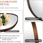 ANDY STAR Bronze Bathroom Mirror, 24"x36" Oil Bronze Asymmetrical Wall Mirror in Stainless Steel Metal Frame, Unique Vanity Mirror with Modern Curved Design, Ideal for Bathroom, Bedroom, Entryway