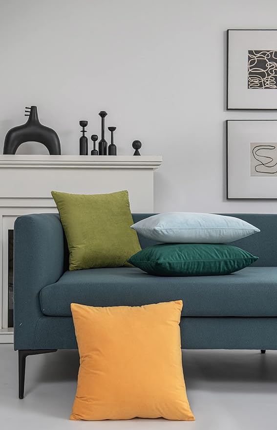 Decorative Pillow Covers 12x20 Green: 2 Pack Cozy Soft Velvet Rectangular Throw Pillow Cases for Farmhouse Home Decor