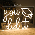 Congrats Grad Neon Sign You Did It LED Neon Light Sign Warm White Congrats Light up Sign Background Neon Signs for Wall Decor Celebrate Neon Lights for Class of 2025 Graduation Party Decor
