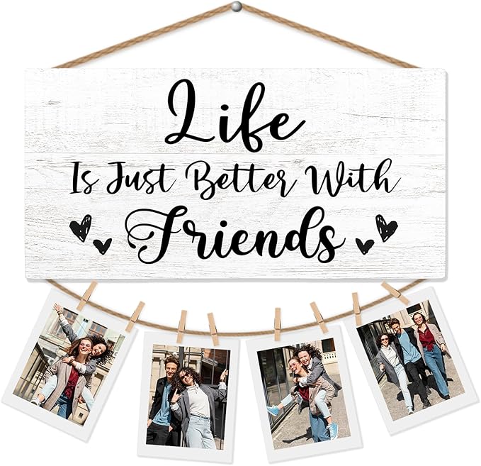 Friends Gifts Picture Frame Photo Holder for Wall, Gifts for Friends Female Coworker Sister BFF Bestie, Friends Going Away Friendship Gifts for Men Women, Big Brother Gift Hanging Photo Display