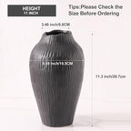 Elegant Black Ceramic Vase - Modern Minimalist Home Decor Vase, Centerpiece for Living Room, Dining Table, Office - 11.6 Inches Tall, Handcrafted Pottery for Farmhouse, Boho, Contemporary Style