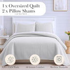 Southshore Fine Living, Inc. Twin XL Comforter Quilt Bedding Set, Dorm Room Bedding Essentials, Stain Resistant, Machine Washable Bedspread, XL/Twin Grey Quilt Bed Spread with Pillow Sham, Light Grey